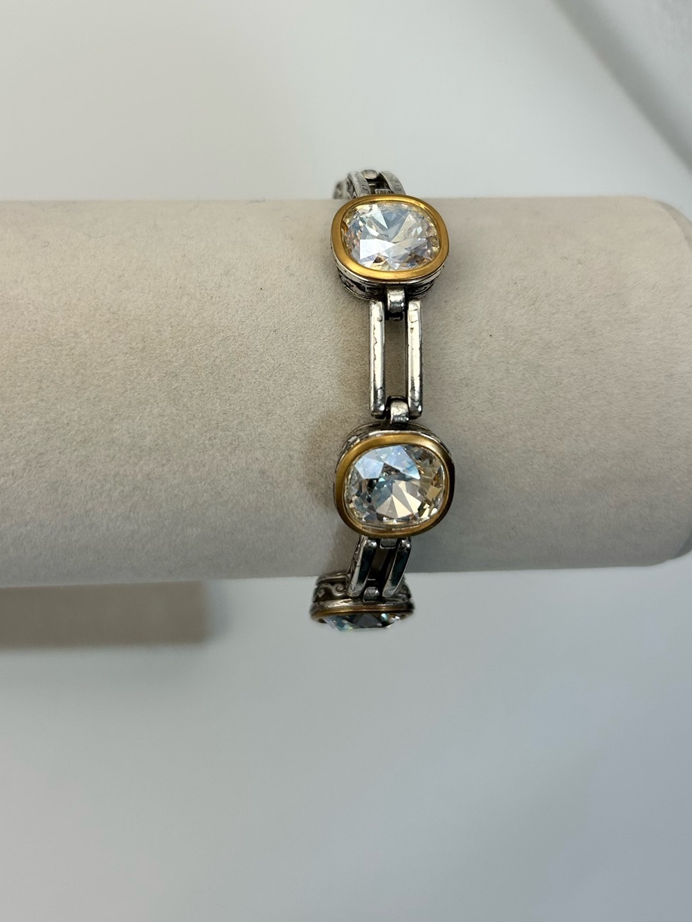 Brighton Venusian Bracelet 8.5” Clear Crystals Two-tone Gold Silver Plated